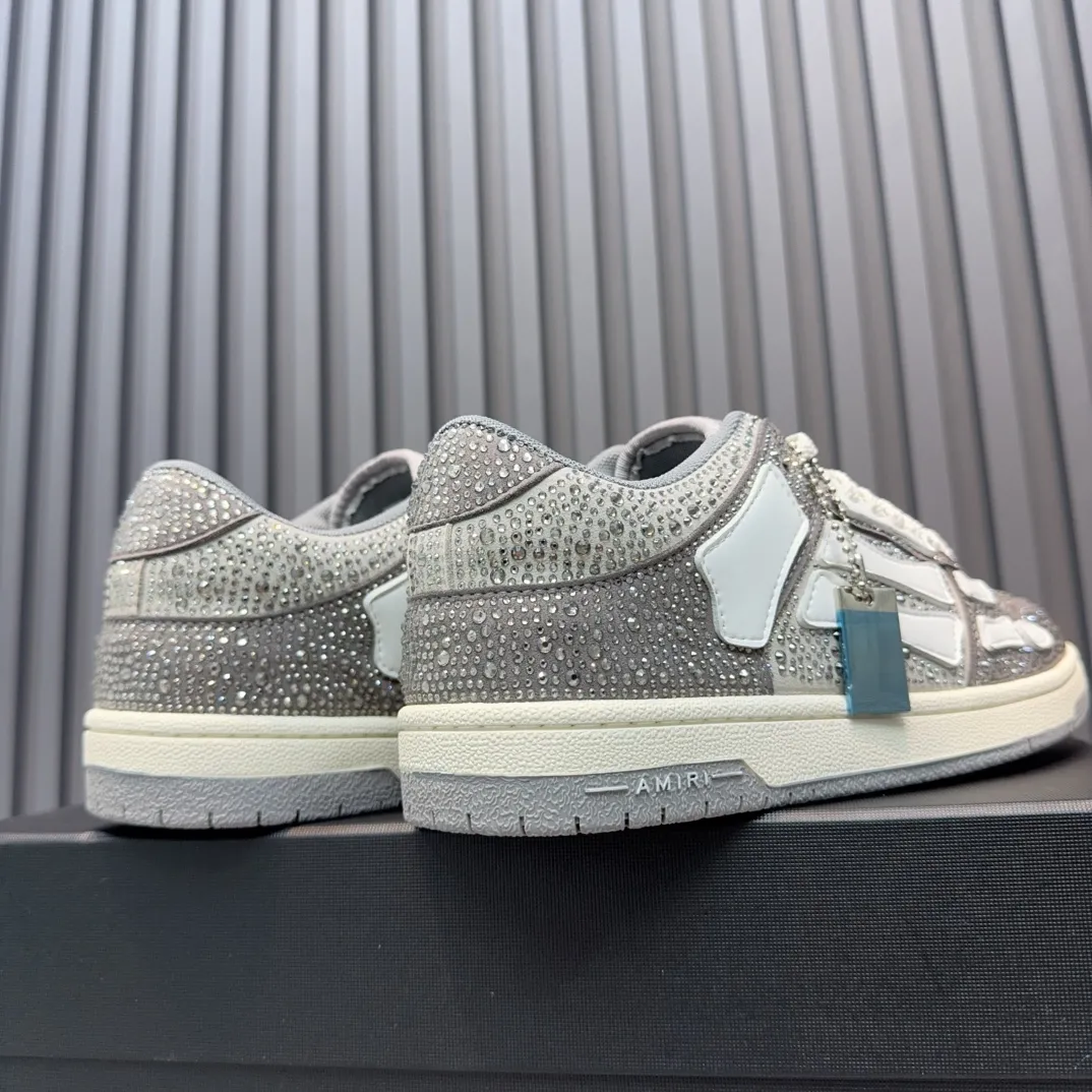 Men's men's shoes 💰600 AMIRI high street sneakers with bone sports shoes, toe layer cowhide upper, upper side bones, hand-stitched, good three-dimensional effect, customized metal LOGO, size 38-45 46